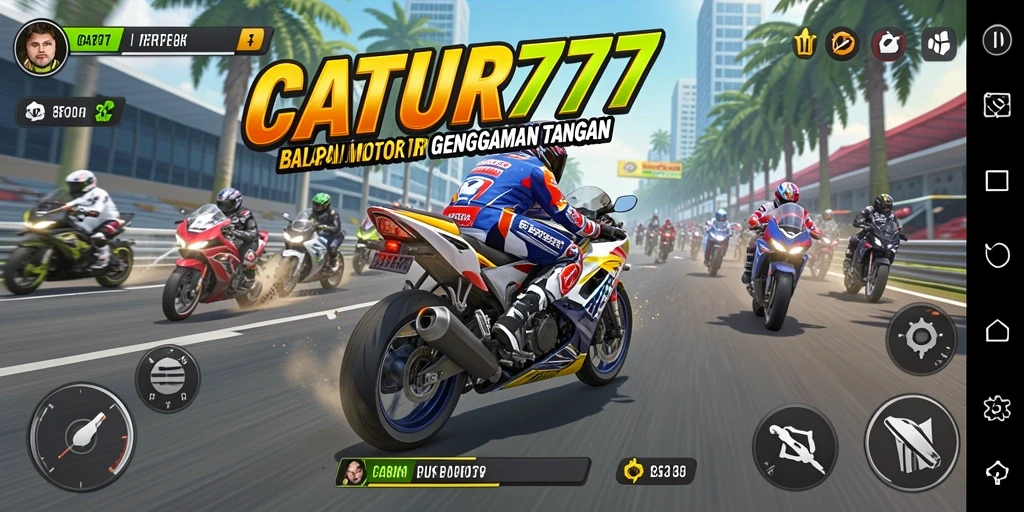 Gameplay mendebarkan dari CATUR777 dengan balapan motor yang seru.