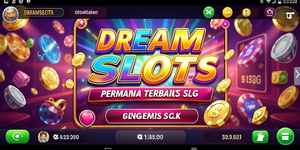 Screenshot gameplay <strong>DREAMSLOTS</strong> yang menampilkan keseruan permainan slot.