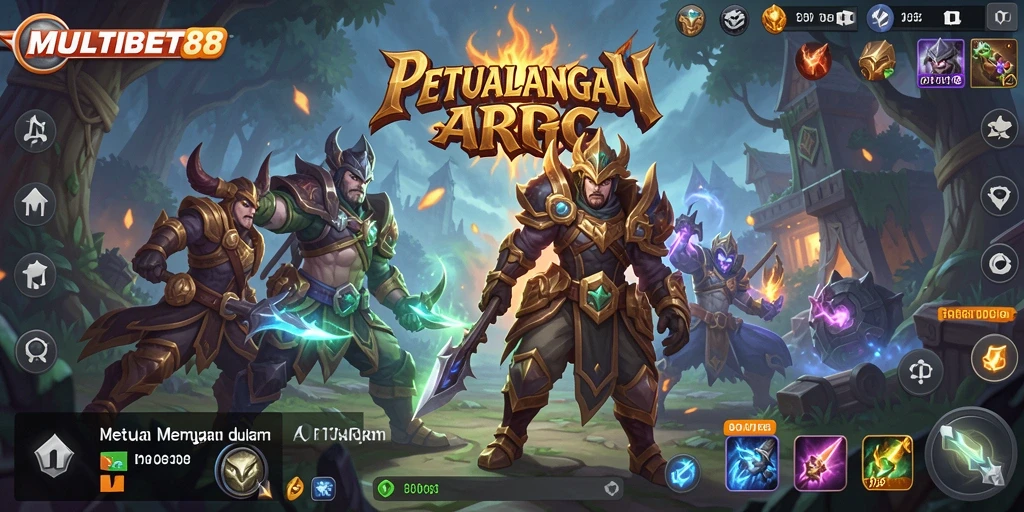 Ilustrasi gameplay epik dalam MULTIBET88 dengan petualangan ARPG.