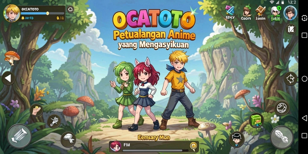 Tampilan gameplay OCATOTO yang penuh aksi dan karakter anime.