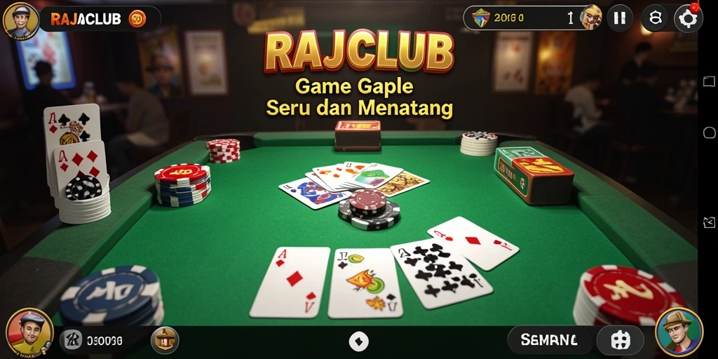 Tampilan seru gameplay Gaple di RAJACLUB.